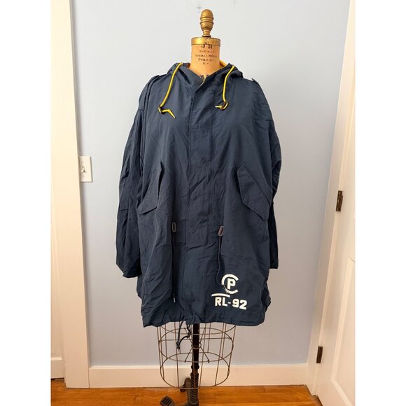 Vintage Ralph Lauren RL-92 Fishtail Hooded Nylon Jacket Mens L Navy Blue - Picture 6 of 16